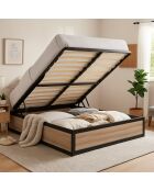 Lit coffre Boston bois clair - 140x190 cm