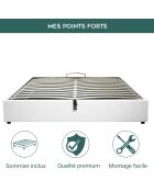 Incluye cama tipo baúl con piel sintética blanca, 180 x 200 cm