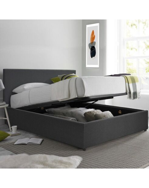 Colisee Truhenbett aus dunkelgrauem Stoff - 180x200 cm