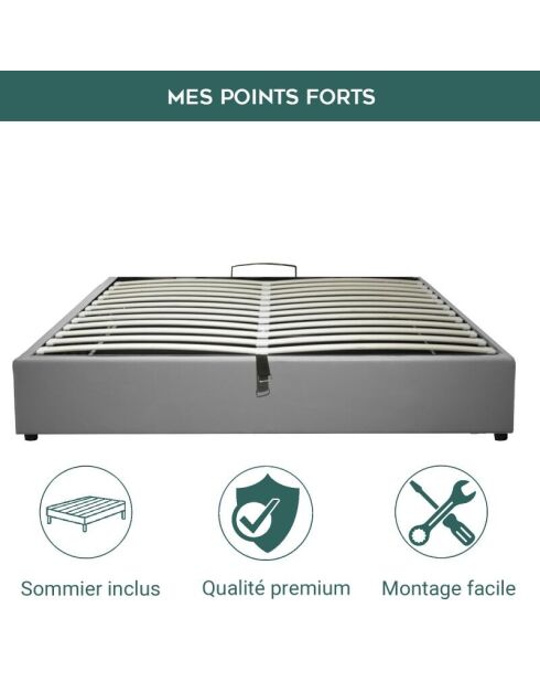 Wordt geleverd met parallelle kofferbak lichtgrijs bouclette - 160x200 cm