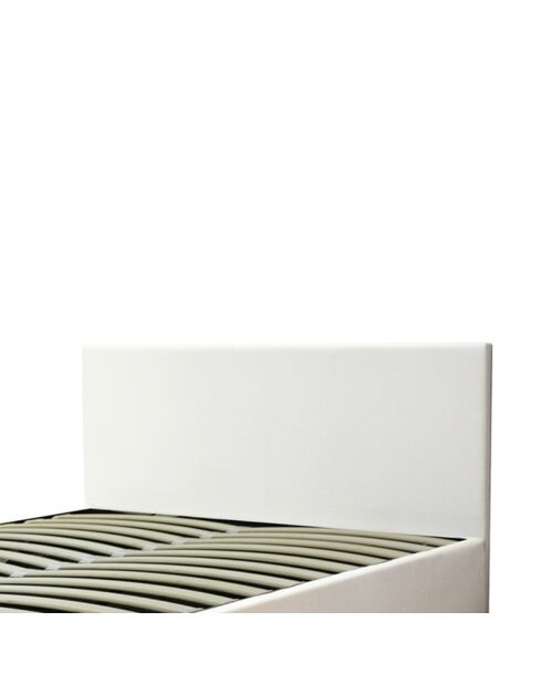 Lit coffre Colisee simili cuir blanc - 140x190 cm