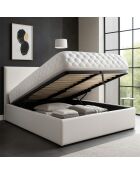 Lit coffre Colisee simili cuir blanc - 140x190 cm