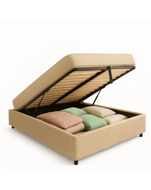 Komt met beige geribbeld borstbed - 160x200 cm