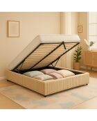 Komt met beige geribbeld borstbed - 160x200 cm