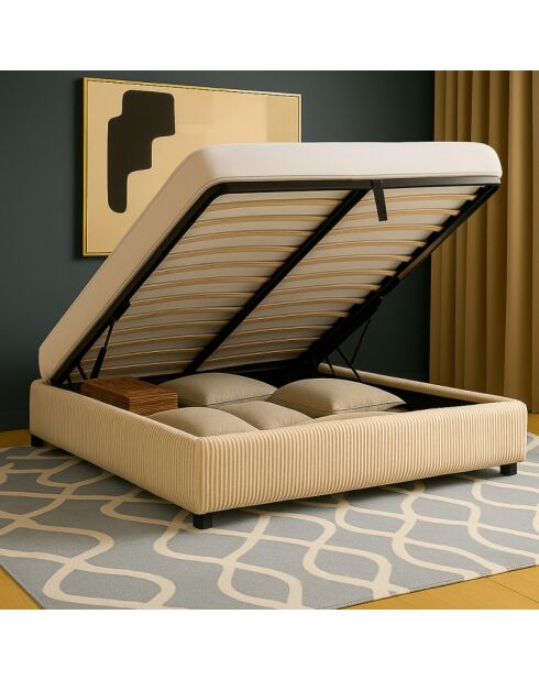 Komt met beige geribbeld borstbed - 160x200 cm