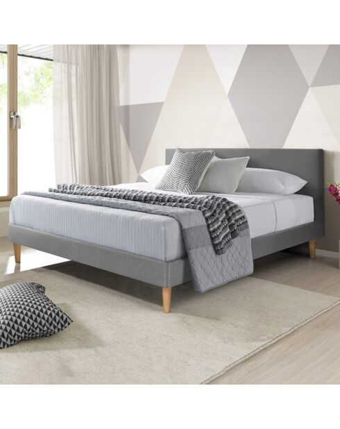 Bett Nordik aus hellem Holzstoff - 160x200 cm