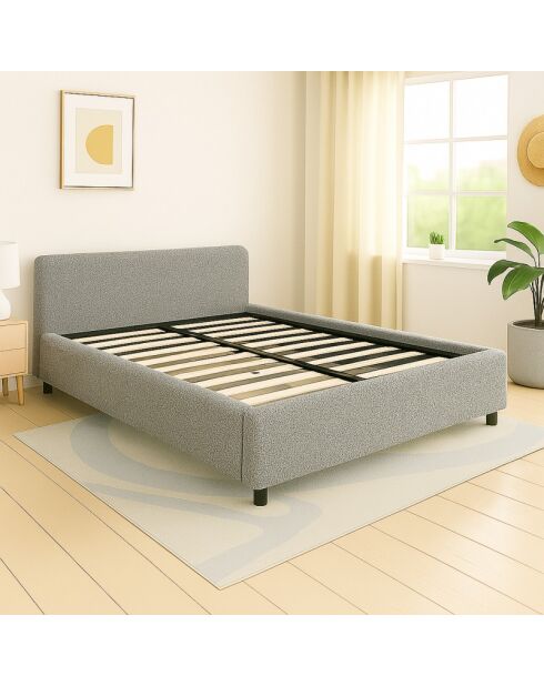 Colisée Bouclette lichtgrijs kofferbed - 140x190 cm