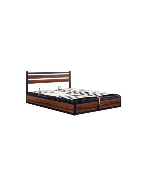 Lit coffre Chicago bois foncé - 140x190 cm