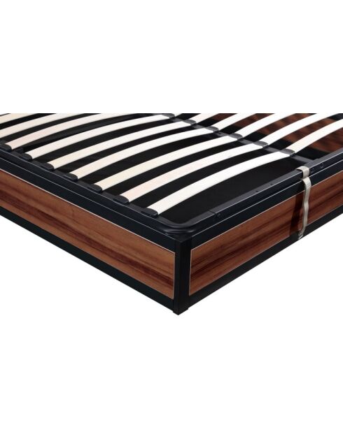 Lit coffre Chicago bois foncé - 140x190 cm