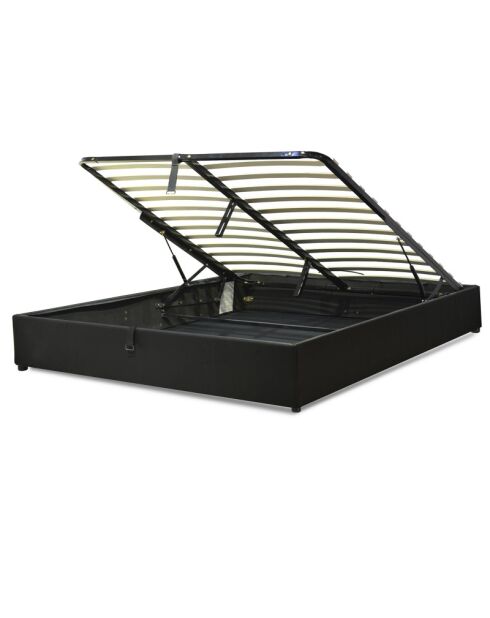 Wordt geleverd met kofferbed met zwart kunstleer - 160x200 cm