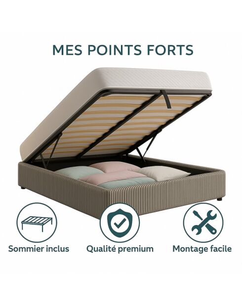 Komt met lichtgrijs geribbeld borstbed - 160x200 cm