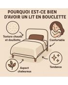 Comes Couchbett Bouclette, hellgrau, 90 x 190 cm