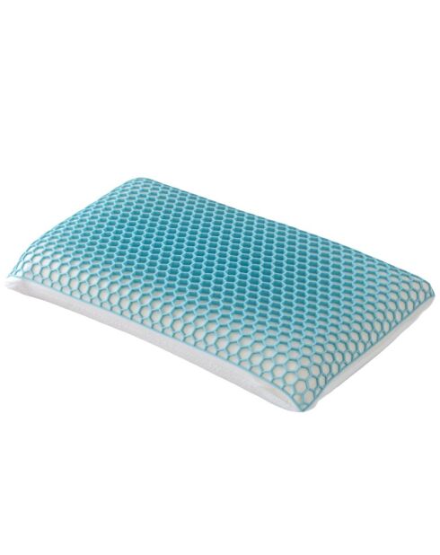 Oreiller housse TPE nid d'abeille blanc/bleu - 70x40 cm