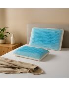 Oreiller housse TPE nid d'abeille blanc/bleu - 70x40 cm