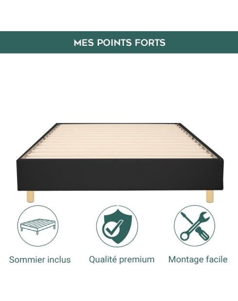 Bed Comes in ecopelle nera (Deco10) - 160x200 cm