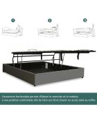 Cama troncal paralela Viene en pana gris - 90x190 cm