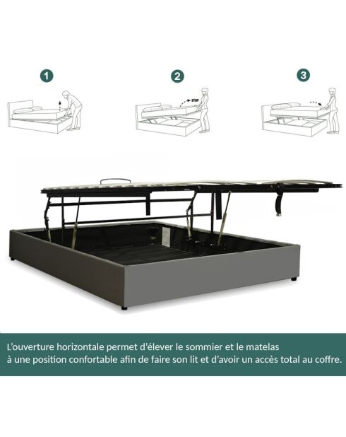 Cama troncal paralela Viene en pana gris - 90x190 cm