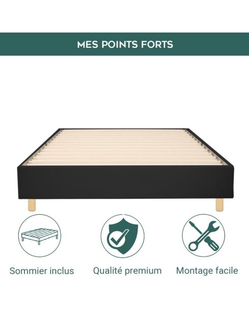 Bed Comes in ecopelle nera (Deco10) - 140x190 cm