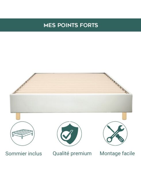 Letto Comes in ecopelle bianca (Deco10) - 200x200 cm