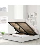 Incluye cama tipo baúl con piel sintética blanca, 140 x 190 cm