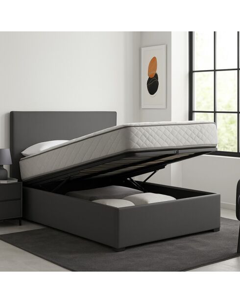 Colisee Graues Kofferbett aus Kunstleder - 180x200 cm