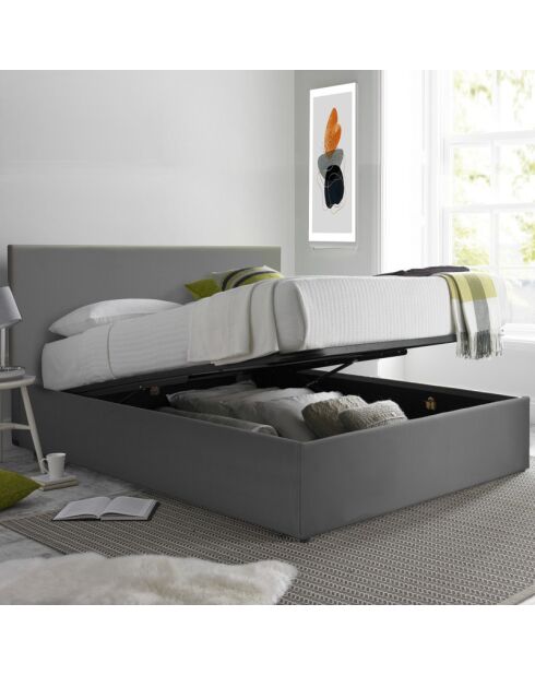 Colisee Graues Kofferbett aus Kunstleder - 180x200 cm