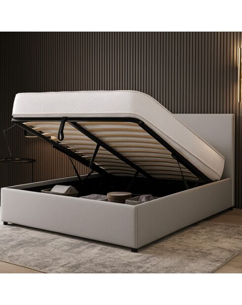 Cama troncal Colisee de tela gris claro - 140x190 cm