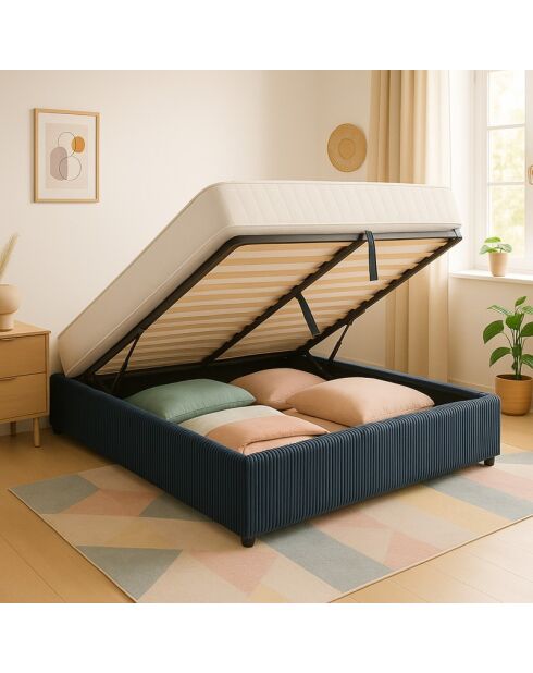 Comes geribbeld borstbed nachtblauw - 140x190 cm