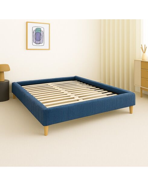 Inclusief geribbeld nachtblauw bed - 90x190 cm