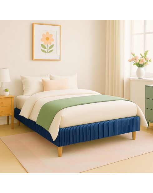 Inclusief geribbeld nachtblauw bed - 90x190 cm