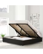 Kofferbed is voorzien van zwart kunstleer - 140x190 cm