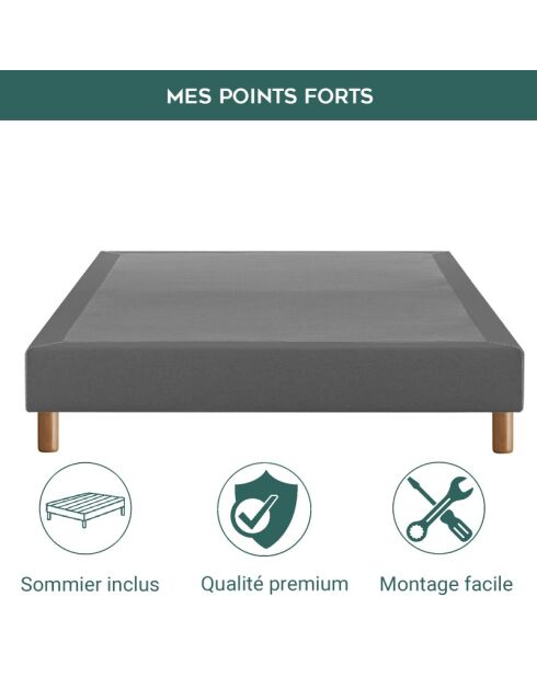 Bed Comes de piel sintética gris (Deco10) - 200 x 200 cm