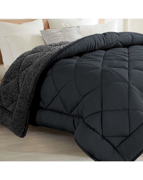 Piumino in sherpa grigio antracite - 240x260 cm