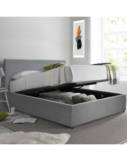 Cama troncal Colisee de tela gris claro - 180x200 cm