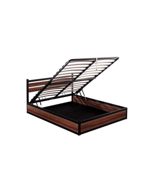 Lit coffre Chicago bois foncé - 160x200 cm