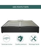 Wordt geleverd met kofferbed met zwart kunstleer - 180x200 cm
