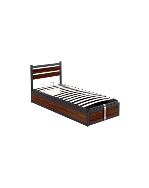 Lit coffre Chicago bois foncé - 90x190 cm