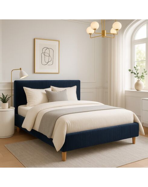 Cama Colosseum acanalada azul medianoche - 140x190 cm