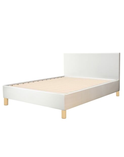 Wit bed van imitatieleer Colisee - 140x190 cm