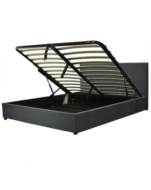 Colisee Truhenbett aus dunkelgrauem Stoff - 140x190 cm