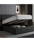 Colisee Truhenbett aus dunkelgrauem Stoff - 140x190 cm