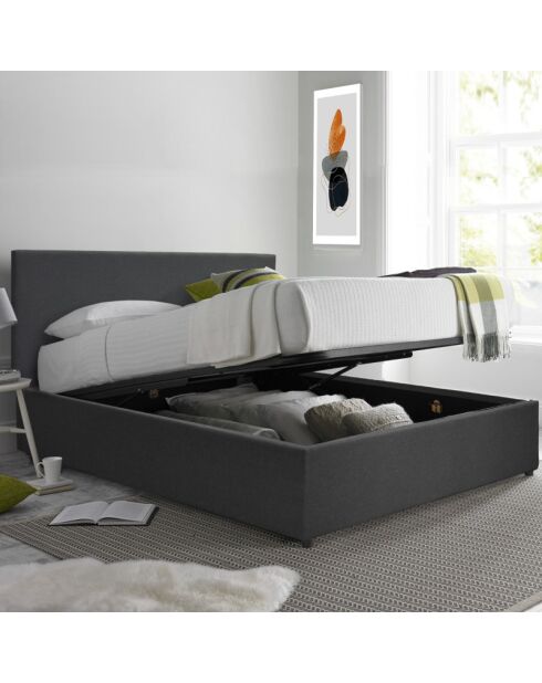 Colisee Truhenbett aus dunkelgrauem Stoff - 140x190 cm