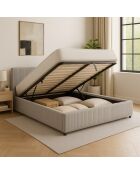 Komt met lichtgrijs geribbeld borstbed - 200x200 cm