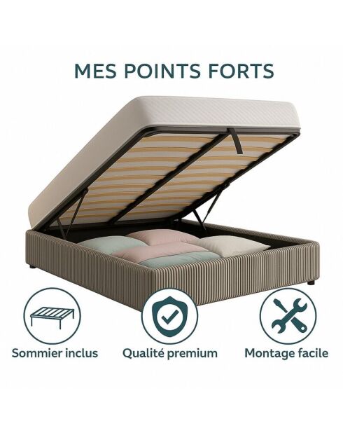 Komt met lichtgrijs geribbeld borstbed - 200x200 cm