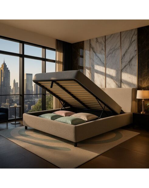 Couchbett Coliseum Bouclette aus Sand, 140 x 190 cm