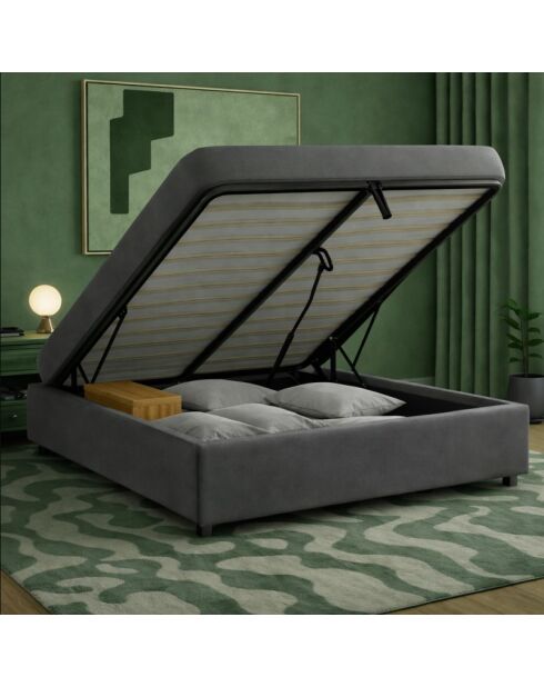 Cama troncal Viene en tela gris oscuro - 140x190 cm