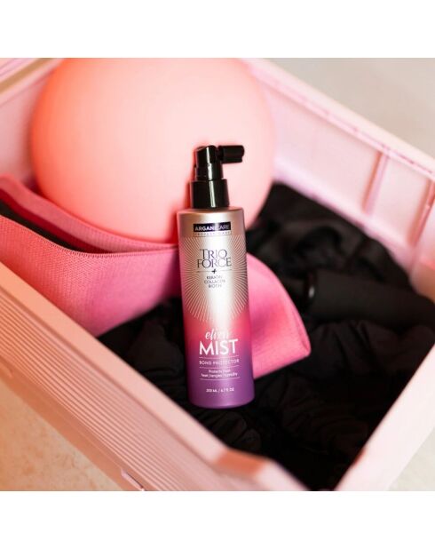 Spray protector adhesivo Elixir de Trio Force, calor, nudos y humedad, 200 ml x 2