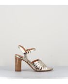 Goldene Ledersandalen - Absatz 8 cm