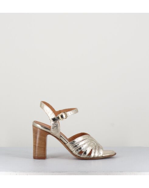 Goldene Ledersandalen - Absatz 8 cm