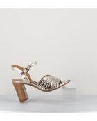 Goldene Ledersandalen - Absatz 8 cm